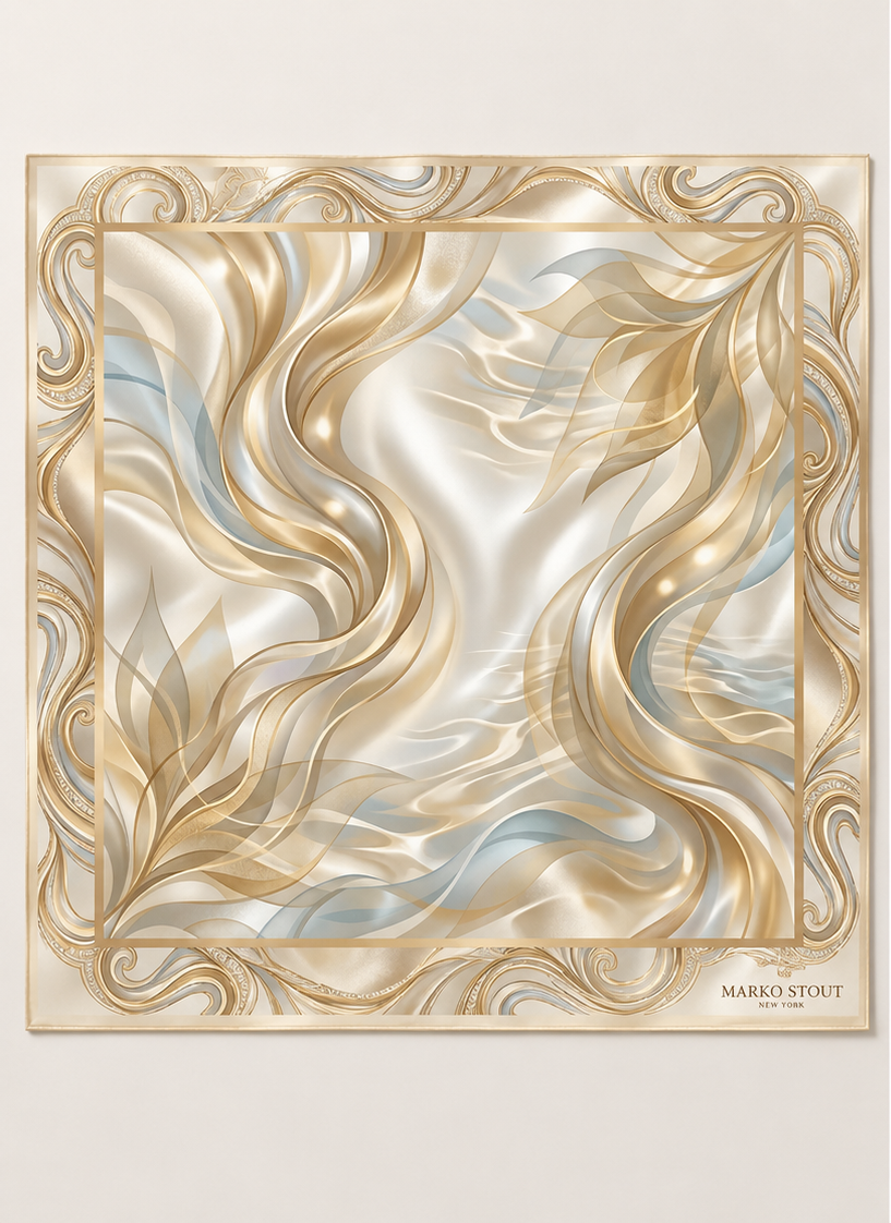 Hamptons Gold Silk Scarf