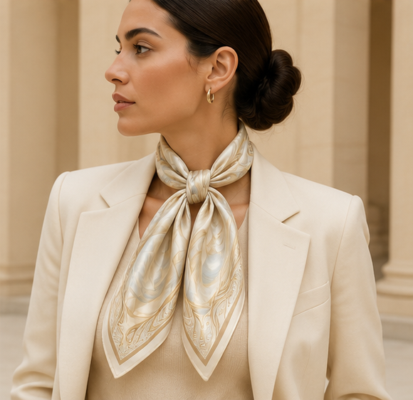 Hamptons Gold Silk Scarf